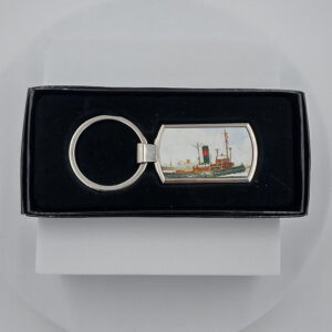 Metal Keyring. ‘Cervia Working painting’ 7.5cm long, including loop, boxed