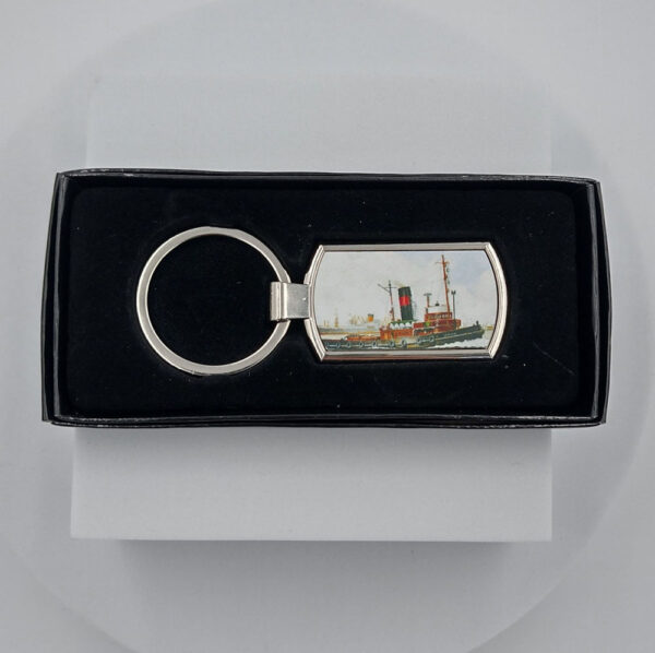 Metal Keyring. ‘Cervia Working painting’ 7.5cm long, including loop, boxed