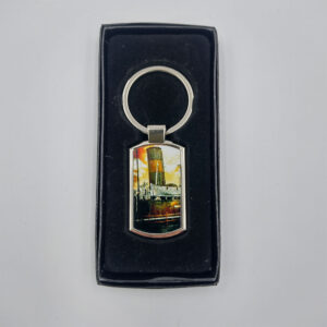 Metal Keyring. 'Funnel' 7.5cm long, including loop, boxed