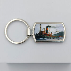 Metal Keyring. ‘Cervia Towing painting’ 7.5cm long, including loop, boxed