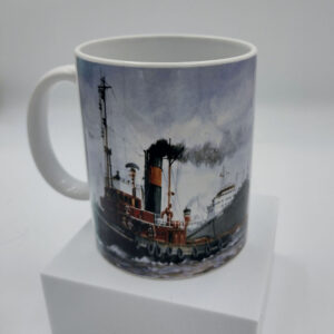 10oz Ceramic Mug - with box - Cervia Art 'Towing' & 'Logo on Reverse'