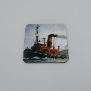 Square Coaster. ‘Cervia Towing’ painting 9cm x 9cm square